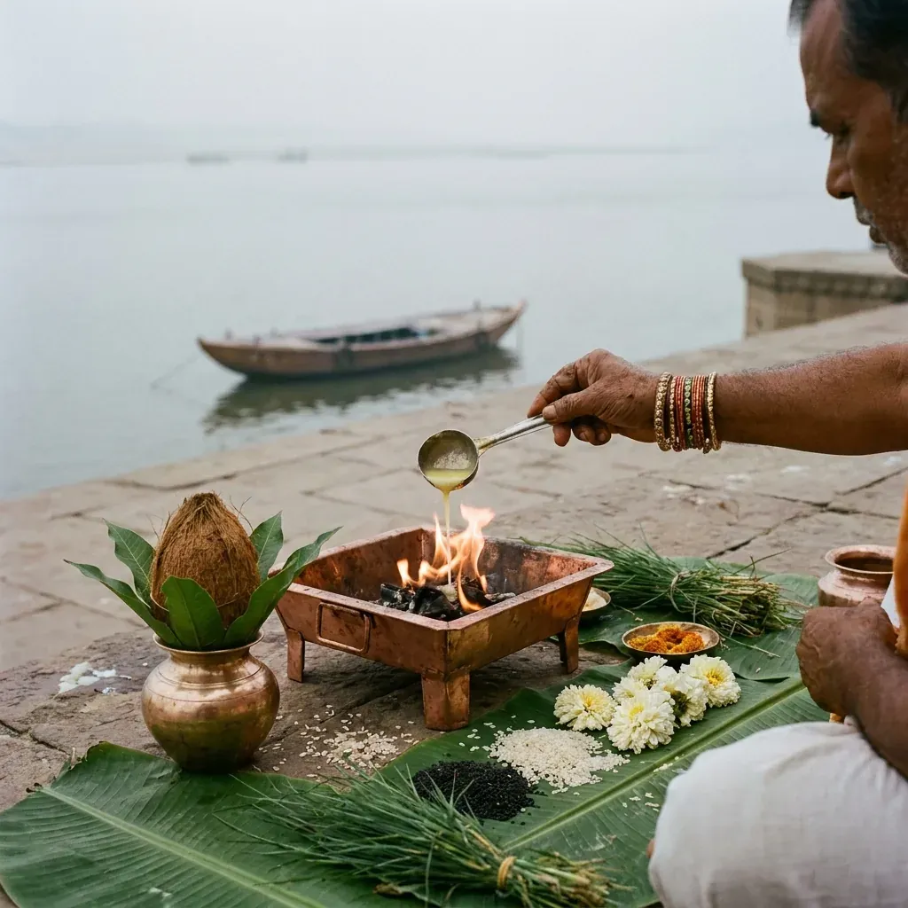 Havan during Narayan Nagbali Puja at Trimbakeshwar